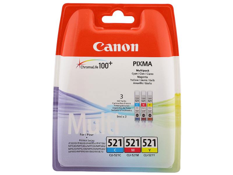 Заправка струйных цветных картриджей 'Canon' CLI-521C / CLI-521M / CLI-521Y